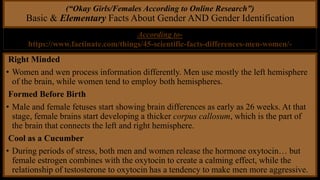 (“Okay Girls/Females According to Online Research”)
Basic & Elementary Facts About Gender AND Gender Identification
Right ...