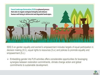 SDG 5 on gender equality and women’s empowerment includes targets of equal participation in
decision making (5.5.), equal ...