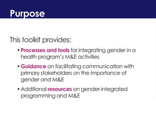 Integrating Gender in the M&E of Health Programs: A Toolkit | PDF