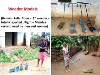 Weeder Models
(Below - Left- Cono – 1st weeder -
totally rejected , Right – Mandva
variant used by men and women)
23
 