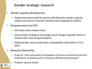 Gender Research in the Livestock and Fish CGIAR research program