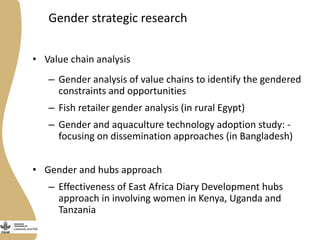Gender Research in the Livestock and Fish CGIAR research program