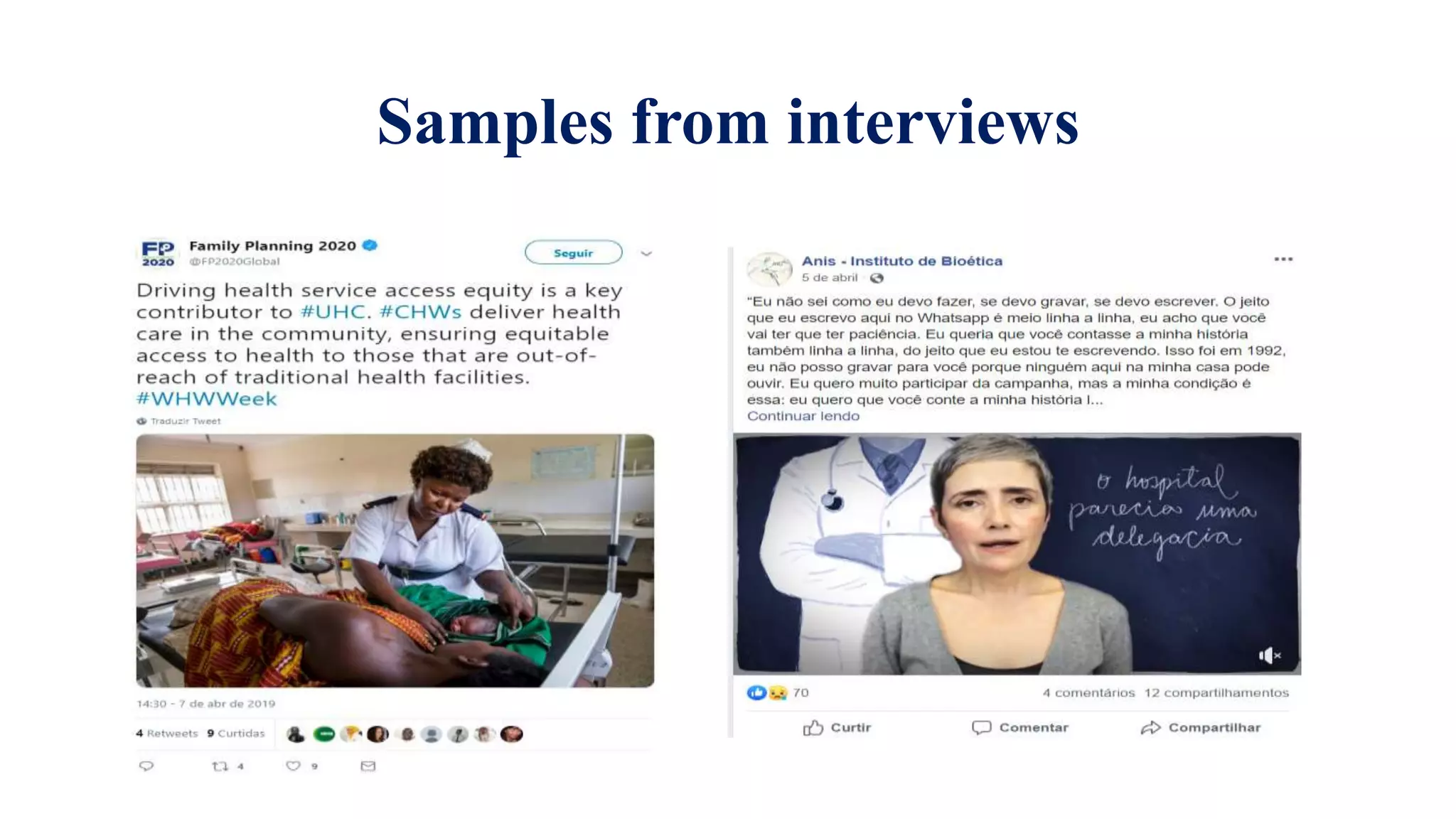 Samples from interviews
• Information and Communications
• Intended Outcomes
• Challenges
• SRHR framework
• SRHR framework
 