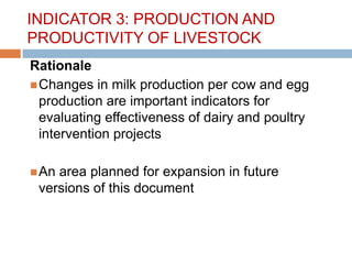 Gender, livestock and livelihood indicators