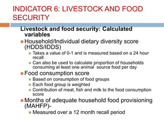 Gender, livestock and livelihood indicators