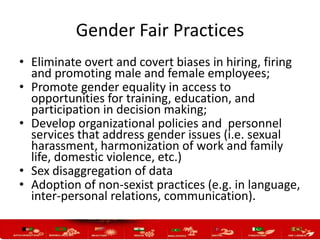 Gender mainstreaming in organization, policies, programs and projects ...
