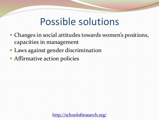 discrimination gender solution for Gender & management