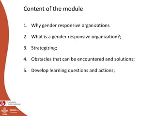 Module 3: Gender responsive organizations