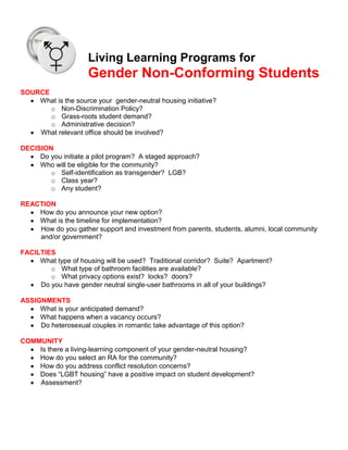 Living Learning Programs forGender Non-Conforming Students<br />SOURCE<br />,[object Object]