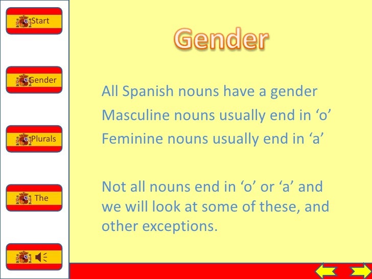 Gender of spanish nouns (basic)