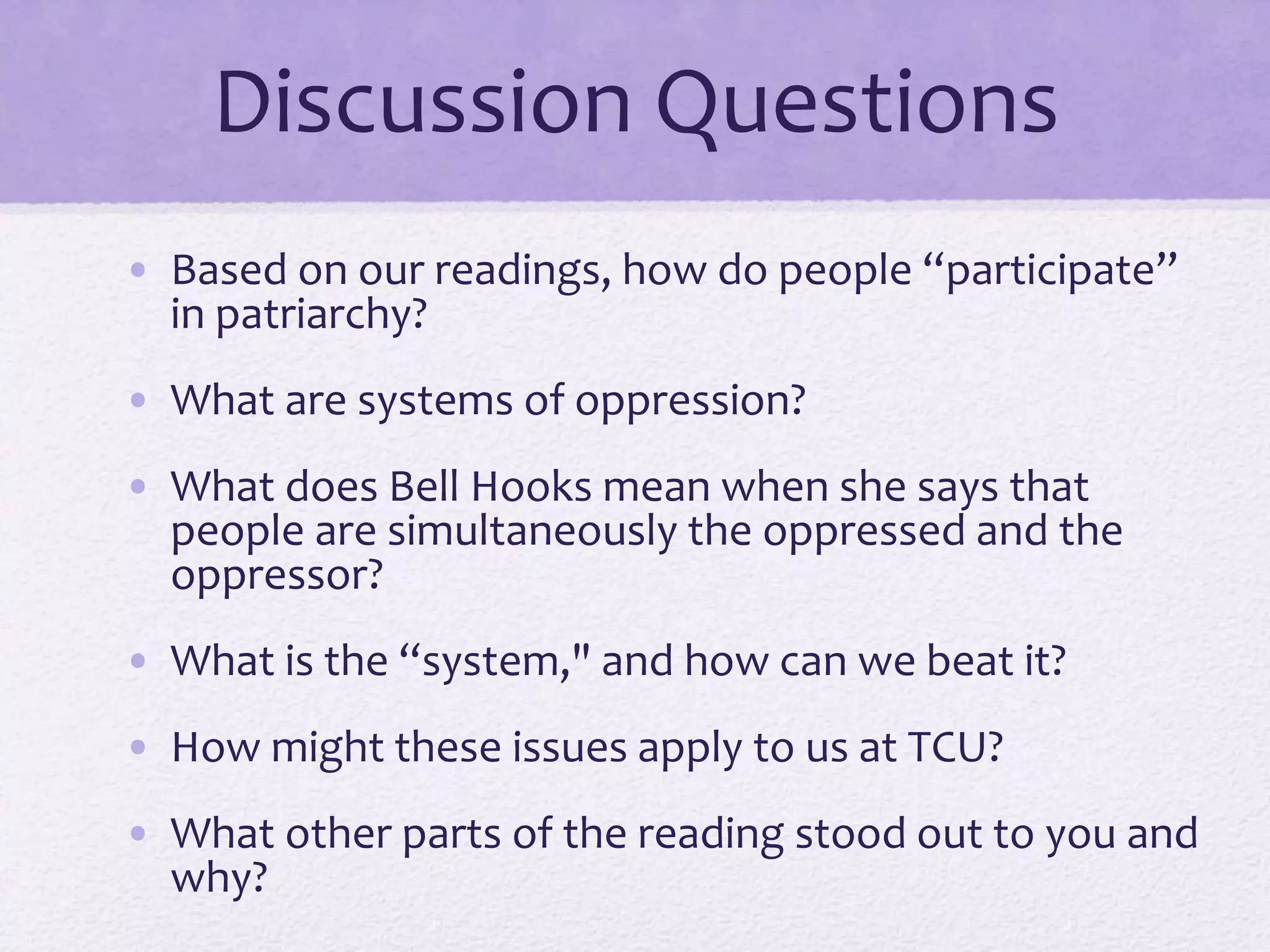 Gender performance and the patriarchy | PPTX