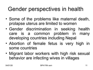 Integrating Gender Perspectives in Health Programs and HR Implications ...