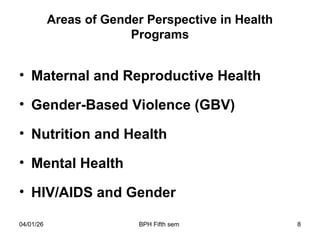 Integrating Gender Perspectives in Health Programs and HR Implications ...