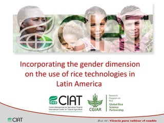 Desde 1967 / Ciencia para cultivar el cambio
Incorporating the gender dimension
on the use of rice technologies in
Latin America
 