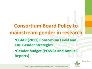 Gender Responsive Research