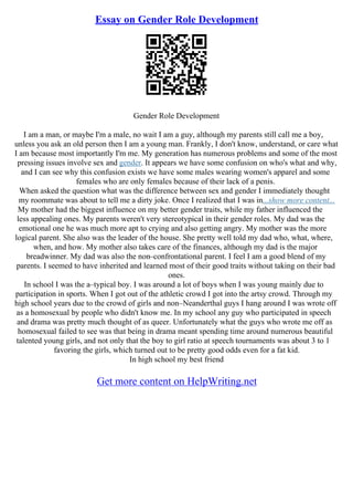 Gender Role Essay | PDF