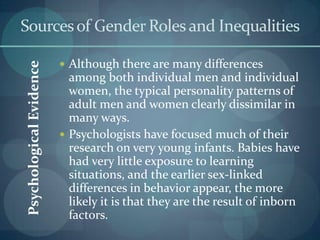 Sources of Gender Roles and Inequalities

                          Although there are many differences
Psychological Evi...