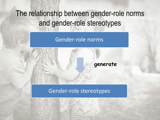 The relationship between gender-role norms
and gender-role stereotypes
Gender-role norms
Gender-role stereotypes
generate
 