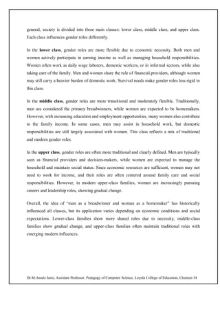 Gender,School and Society -Unit-1- Gender Roles in Society-B.Ed.Notes | PDF