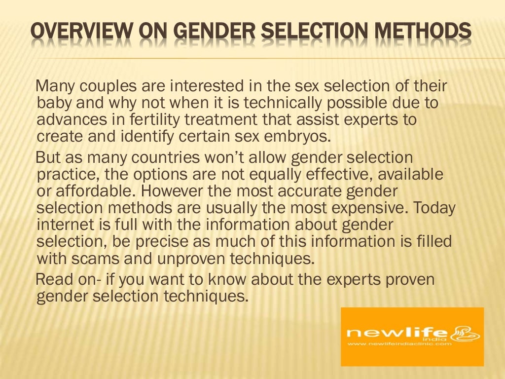 Methods for Gender selection