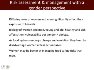 Gender-sensitive participatory risk assessment for food safety
