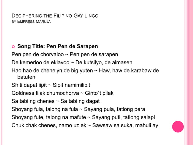 Beki Language Understanding Filipino Gay Lingo | PPTX