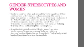 Gender Stereotyping and its impact on children and society | PPTX