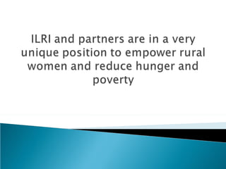 Strategy and plan of action for mainstreaming gender in ILRI