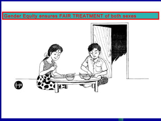 Gender Equity ensures FAIR TREATMENT of both sexes

 