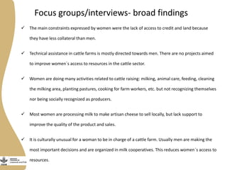 Gender in the dual purpose cattle value chain Nicaragua