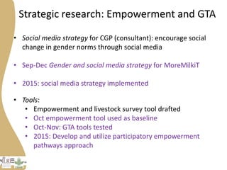Progress on gender research in the Tanzania value chain in 2014 and 2015