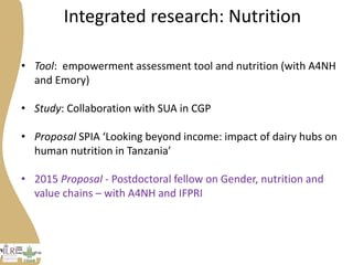 Progress on gender research in the Tanzania value chain in 2014 and 2015