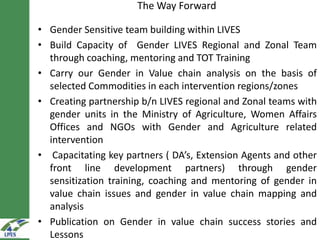 Progress in gender mainstreaming in LIVES