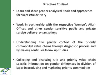 Gender in value chain analysis: Macro, meso and micro levels