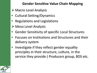 Gender in value chain analysis: Macro, meso and micro levels