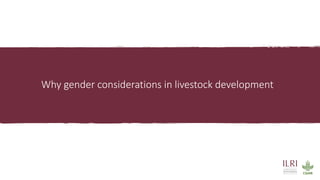 Gender considerations in livestock and animal health