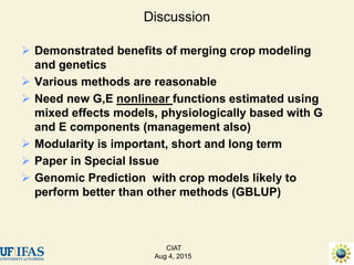 Advances in gene-based crop modeling