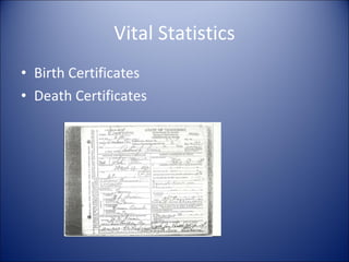Vital Statistics Birth Certificates Death Certificates 