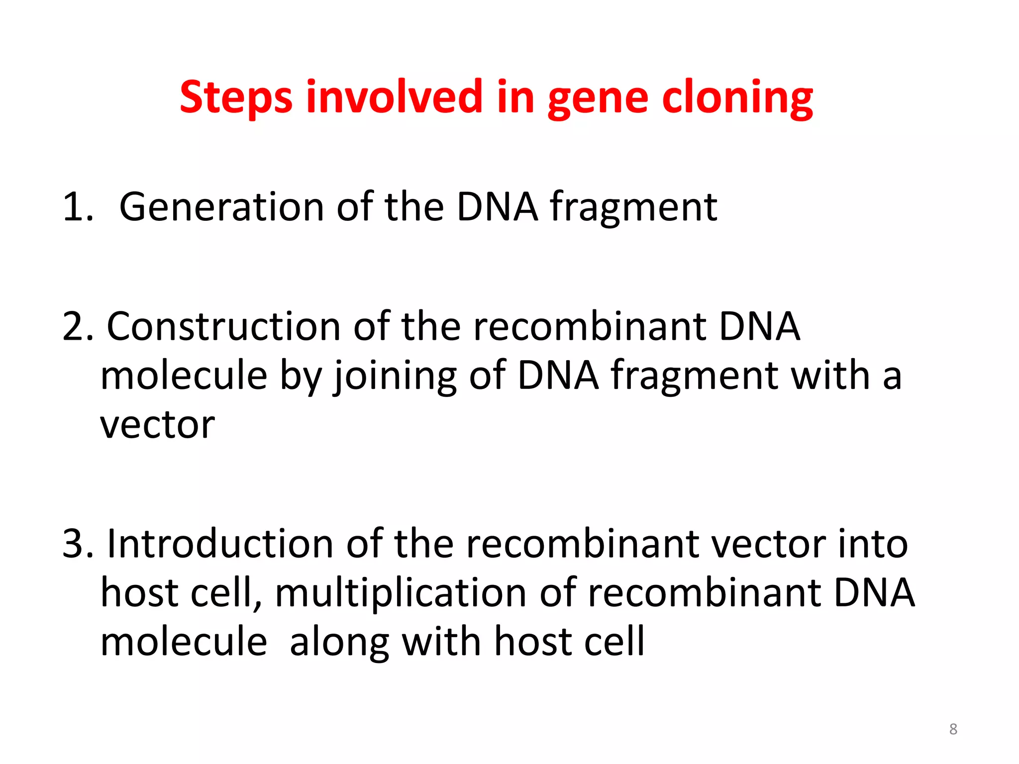 Gene cloning and plasmid vectors | PDF