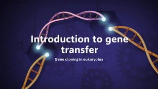 Introduction to gene
transfer
Gene cloning in eukaryotes
 
