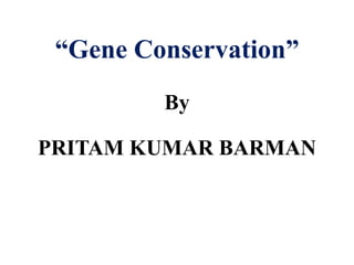 “Gene Conservation”
I
By
PRITAM KUMAR BARMAN
 