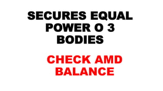 SECURES EQUAL
POWER O 3
BODIES
CHECK AMD
BALANCE
 