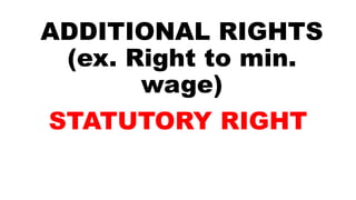 ADDITIONAL RIGHTS
(ex. Right to min.
wage)
STATUTORY RIGHT
 