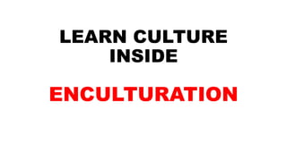 LEARN CULTURE
INSIDE
ENCULTURATION
 
