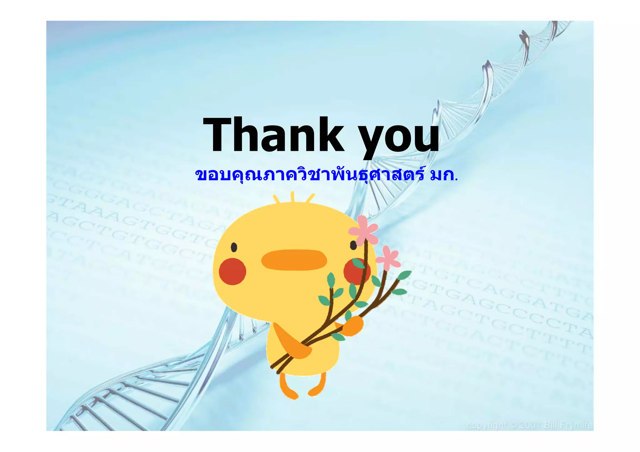 Thank you
ขอบคุณภาควิชาพันธุศาสตร มก.
 