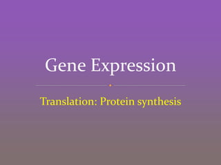 Gene Expression
Translation: Protein synthesis
 