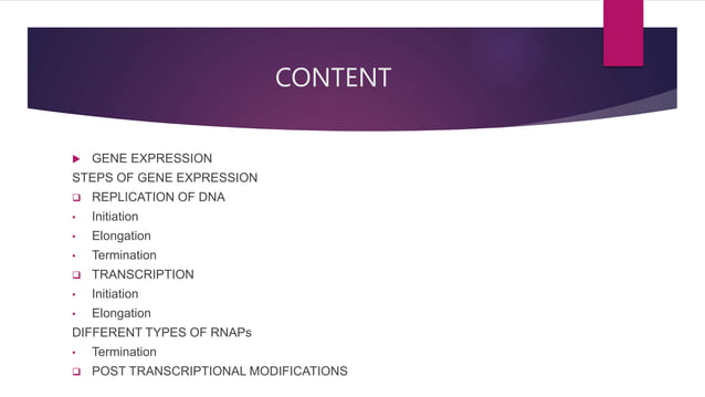 GENE EXPRESSION AND IT’S REGULATION.pptx | Chemistry | Science