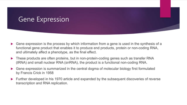GENE EXPRESSION AND IT’S REGULATION.pptx | Chemistry | Science