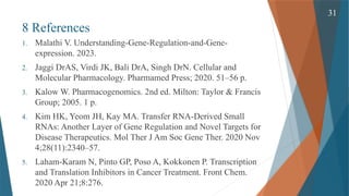Gene Expression and its Regulation( Cellular & Molecular Phaemacology ...