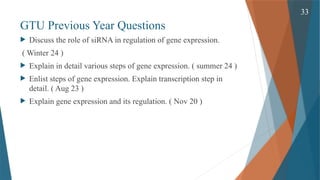 Gene Expression and its Regulation( Cellular & Molecular Phaemacology ...